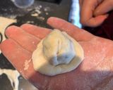 A picture of step 4 of Shish Barak - Lebanese meat dumplings in cooked yogurt.