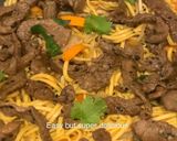 A picture of step 5 of Easy stir fried honey and soysauce beef with egg noodles.