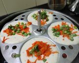 A picture of step 4 of Oats mixed idli batter vegetables Idli Chutney.