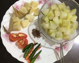 A picture of step 1 of Papaya and Gram Dal Fritters Curry.