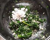 A picture of step 3 of Koral leaves bhaji.
