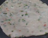 A picture of step 4 of Rice flour roti with green garlic.