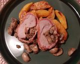 Bacon-ös gombás sertésszűz vele sült krumplival recept fázis 5 fotója