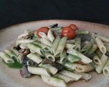 Foto del paso 9 de la receta: Macarrones con setas y salsa de espirulina