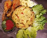 A picture of step 19 of Veg and chicken biryani platter.