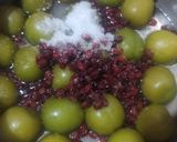 عکس مرحله 1 از دستور ترشک گوجه سبز و زرشک