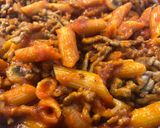 Foto del paso 4 de la receta Macarrones integrales boloñesa con champis