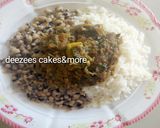 A picture of step 1 of Shredded meat souce with rice/beans.