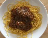A picture of step 5 of Meatballs with tomato sauce, with spaghetti or rice.