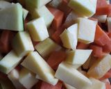 A picture of step 1 of Pumpkin carrot sabzi.