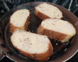A picture of step 4 of FRENCH GARLIC TOAST with TOMATO SALAD paired with BOILED EGGS..