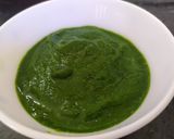 A picture of step 5 of WorkShop Spinach chatpata with muhammara dip.