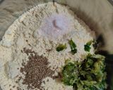 A picture of step 1 of Chana flour pudla.