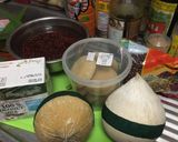 รูปขั้นตอนการทำที่ 1 ของ ขนมบวดถั่วแดงมะพร้าวอ่อน
