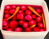 A picture of step 1 of Pickled Onions in the Beetroot-Vinegar.