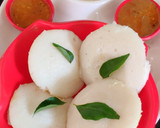 A picture of step 3 of Idli sambhar with chutney.