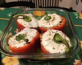 Une image de l'étape 8 de Poivrons rouges farcis au chapon, mozzarella di buffala et origan.