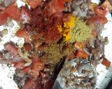 A picture of step 3 of Aloo(potato) bhindi(okra) chatakedar.