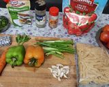 A picture of step 1 of Red sauce vegetables Italian pasta.