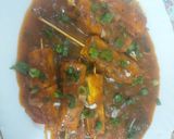A picture of step 6 of Paneer satay stick restaurant style.
