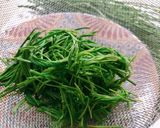 Hình bước làm 1 của món Miến Đậu Xanh Xào Sò Điệp & Rau Gai