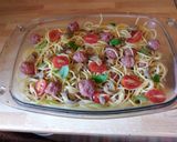 Hús gombócos paradicsomos spagetti Sütőben 🍝 recept fázis 6 fotója