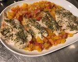 Une image de l'étape 14 de Filets d'églefin aux tomates, poivron jaune et estragon.