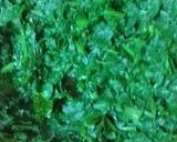 A picture of step 4 of Sarson ka saag with bajry ki roti.