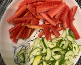 A picture of step 1 of Chatpatta kachi Keri or gaajar ka achaar 🥕🥭👌🏻.