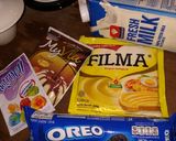 Foto langkah ke 1 dari resep Jelly Susu Oreo Rasa Anggur dengan Vla Coklat.