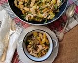 A picture of step 3 of Chicken Strips with Potatoes and Green Beans.
