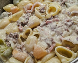 Foto del paso 7 de la receta: Pasta lumaconi con nata, ternera y bacon
