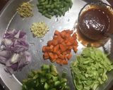 A picture of step 2 of Schezwan Rice.