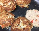 A picture of step 2 of Keto friendly Salmon Cakes with garlic Aioli.
