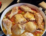 A picture of step 6 of Arroz con Pollo.