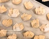 A picture of step 4 of Chinese wanton (soup based, but available to make it pan fried).