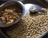 A picture of step 1 of Peanut Brittle/Chikki using jaggery.