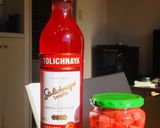 A picture of step 4 of Strawberry infused Vodka.