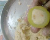 A picture of step 7 of Lauki rings with burfi.