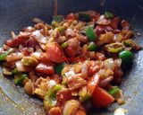 A picture of step 4 of Paneer, Onion and Capsicum sabzi.