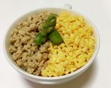 A picture of step 9 of Chicken Soboro Donburi (Two-Color Bowl with Fluffy Scrambled Eggs and Chicken) – Easy Oyako Donburi.