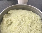 A picture of step 7 of Pandan green coconut rice dessert (vegan, gluten free).