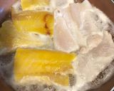 A picture of step 1 of Double Poached Haddock with veg and rice.