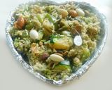 A picture of step 7 of Pilaf (Biriyani) with green veggies.