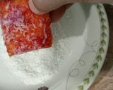 A picture of step 3 of Strawberry lamingtons.
