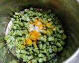 A picture of step 1 of Beans cooked with flavoured dal (Beans paruppu usli).