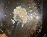 A picture of step 1 of Desi style fried rice with green chutney.