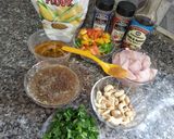 A picture of step 1 of Cashew chicken.