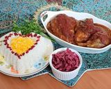 عکس مرحله 5 از دستور چلو مرغ و هلو