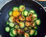 A picture of step 2 of Karela fry.